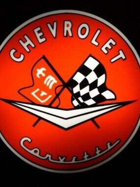 Chevrolet Corvette LED Light-Up Sign With USB Power and dimmer switch.